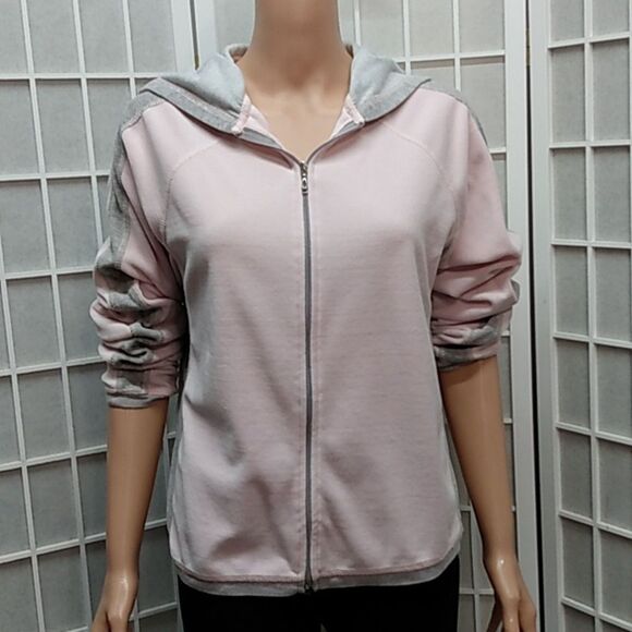 Hot Cotton By Marc-Ware Pink and Gray Fleece Jacket W/ Hood - Picture 2 of 15